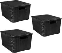 Kit 3 Caixa Organizadora Com Tampa 20L Roupa Armário Multiuso