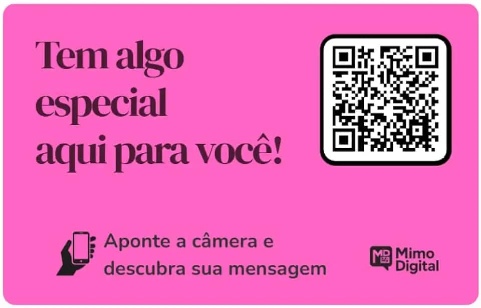 Cartão Presente Inovador Mimo Digital com QR Code – Para Todas as Datas (Rosa)