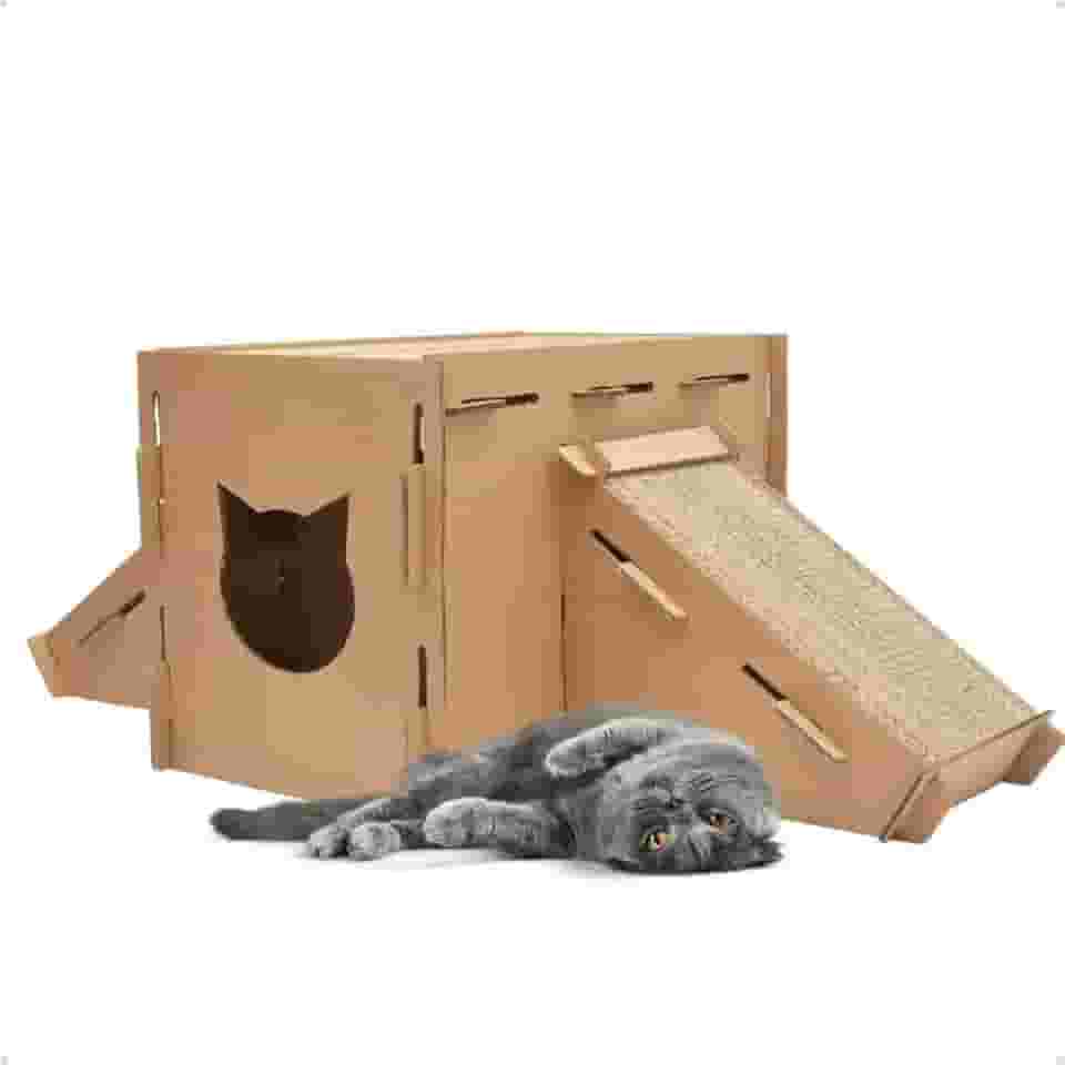 Arranhador Toca Petliz com Duas Rampas Brinquedo para Gatos de Pepelão Ondulado Antiestresse Pet Afia Unhas Evita Arranhar Sofá Cama Móveis