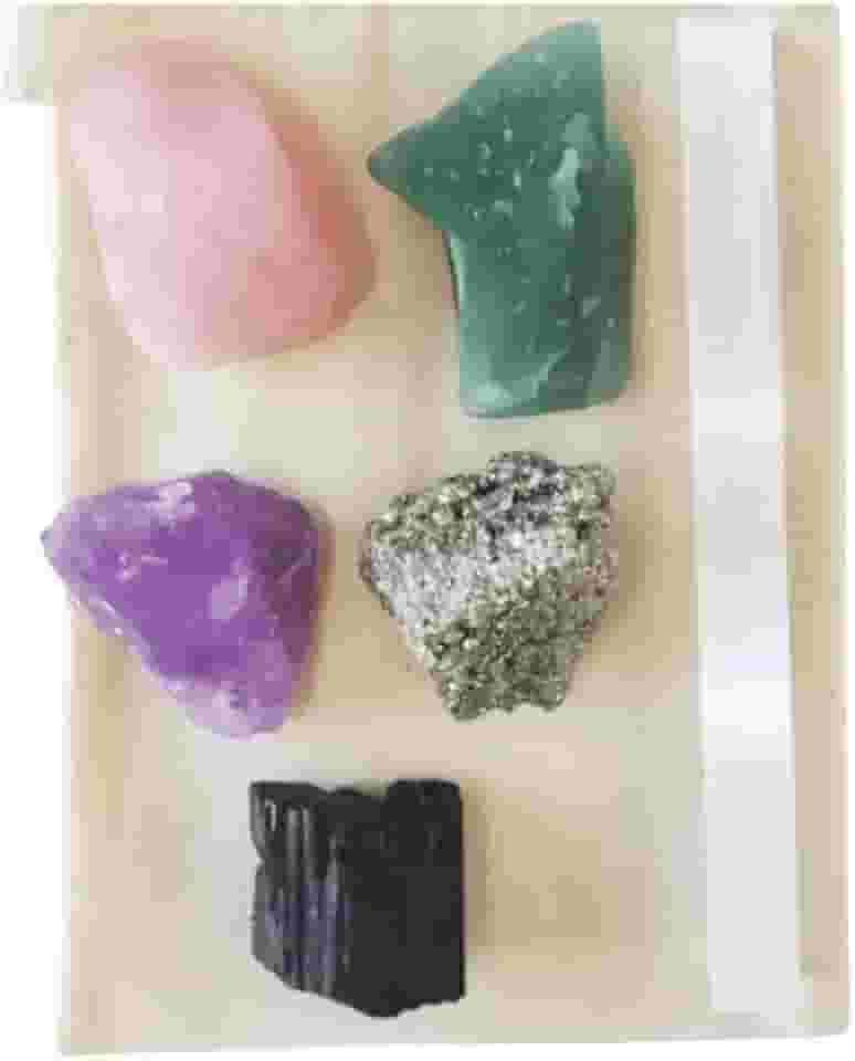 Kit de Cristais para Iniciantes - Bastão de Selenita, Quartzo Rosa, Quartzo Verde, Ametista, Turmalina Negra e Pirita | Energização, Proteção, Equilíbrio e Cura Emocional para Iniciantes no Mundo dos Cristais.