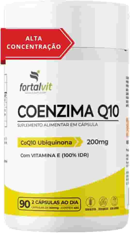 Coenzima Q10 200mg - 90 Cápsulas, CQ10 + Vitamina E 100% IDR, Fortalvit