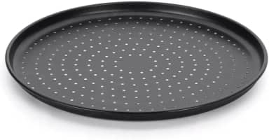 Forma Pizza Italiana 35 cm Furada Alumínio Fortaleza Preto