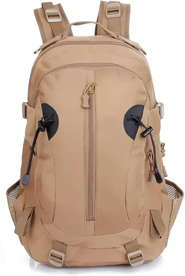 Mochila Tática Militar 40L, Nylon e ABS, Caqui, 50x30x22cm, 4 Bolsos, para Camping, Airsoft e Aventura