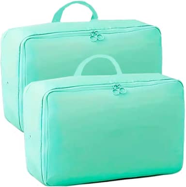 Kit com 2 Organizador Bolsa de Compressão Para Malas de Viagem Guarda Roupas e Closet Porta Edredom E Roupas (Verde)