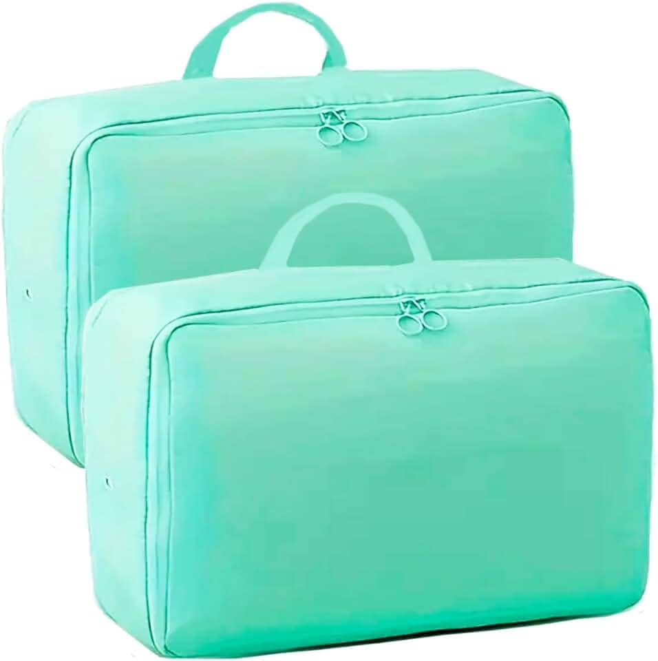 Kit com 2 Organizador Bolsa de Compressão Para Malas de Viagem Guarda Roupas e Closet Porta Edredom E Roupas (Verde)