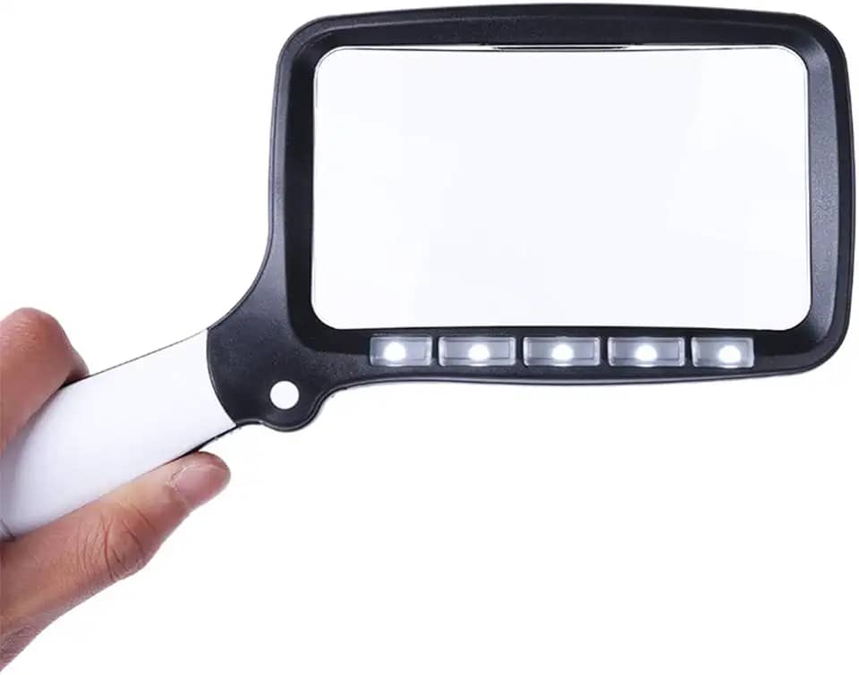 Lupa de Leitura Portátil com Luz de LED Lupa Dobrável e Lupa de Leitura Perfeita para Idosos Lendo Livros, Revistas e Jornais (sem bateria)