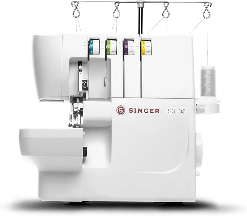 Máquina de Costura Overlock Singer S0105 127V | 6 Tipos de Pontos, 1.300 PPM | Braço Livre, LED, Estrutura em metal | Costura com 1 ou 2 Agulhas | Ideal para Malha, Bainha e Acabamentos Profissionais