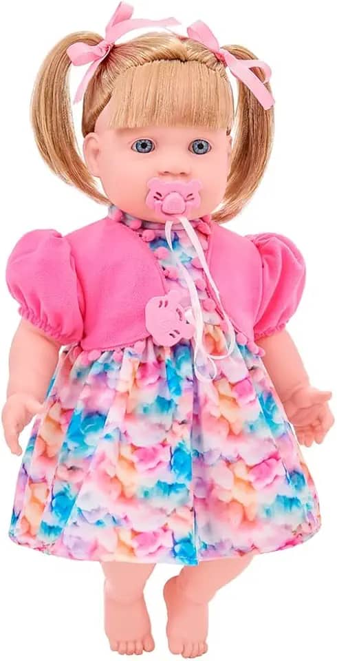 Boneca Larissa Fala 74 Frases 50cm Chupeta Brinquedo Menina