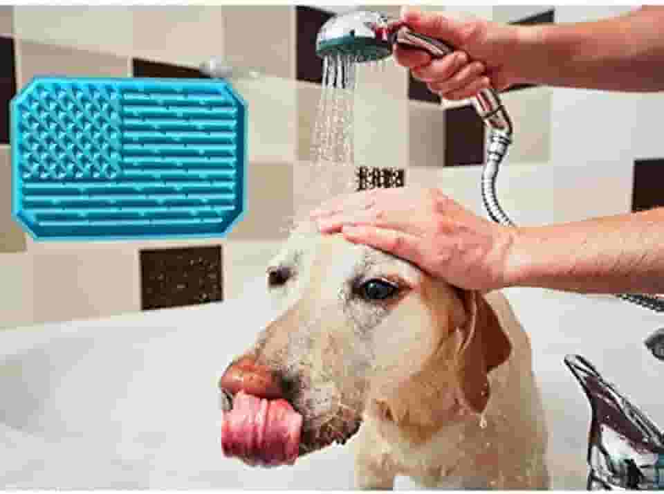 Lick Mat para lavagem de cães tapete de lamber distração divertido alimentador lento tigelas de cachorro almofadas de alimentação (azul)