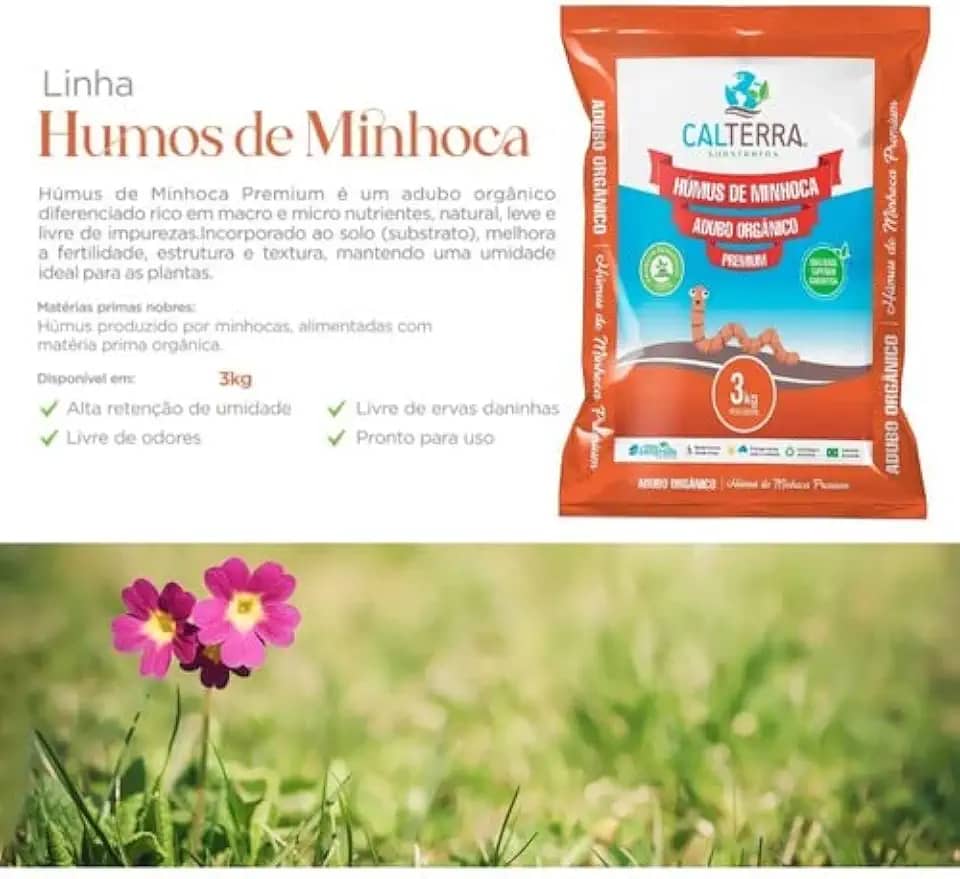 Húmus de Minhoca Premium 3kg Calterra