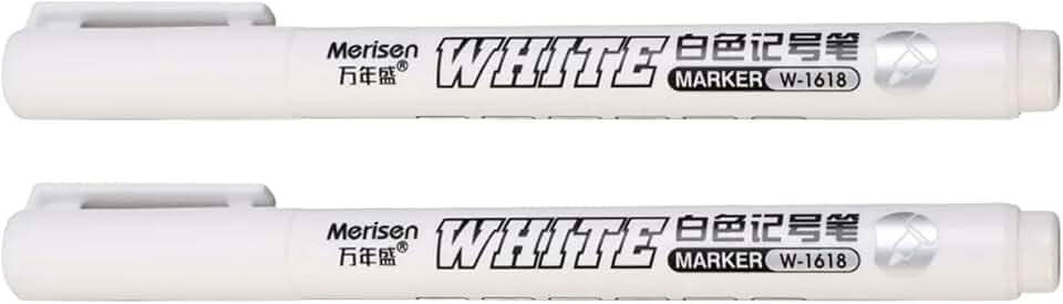 Kit 2 Caneta Branca Acrílica 1.5mm – Marcador permanente Branco para Desenho, Artesanato, Pintura em Caderno, Porcelana, Plástico, MDF, Reparo Móveis e Madeira Uso Profissional