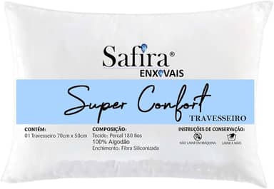 Kit Com 02 Travesseiros Algodão 100% Percal 180 Fios para dormir de lado enchimento com Fibra Siliconada Extra Macio