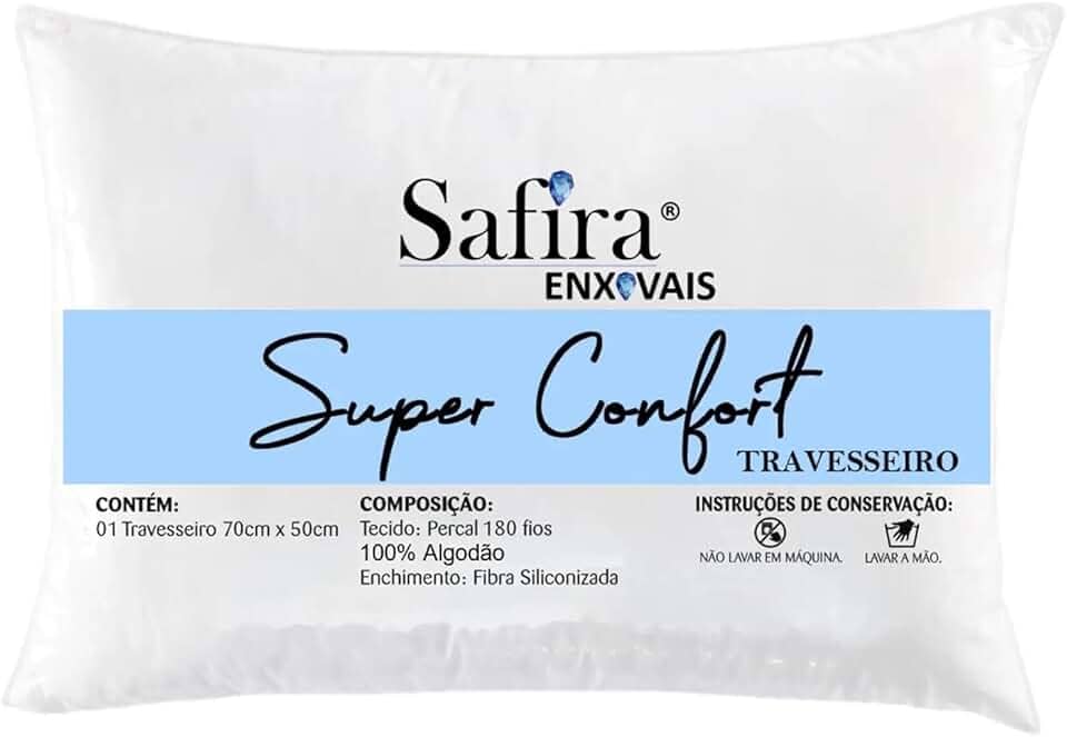 Kit Com 02 Travesseiros Algodão 100% Percal 180 Fios para dormir de lado enchimento com Fibra Siliconada Extra Macio