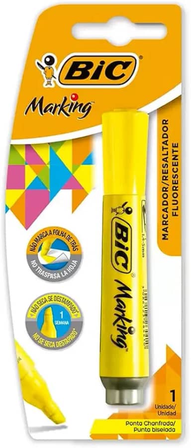 BIC, Marca Texto, Marking, Amarelo Fluorescente, 1 Unidade