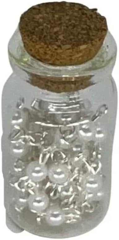 Terço em Perola com Porta Terço de Vidro com Rolha de Cortiça, Rosário Religioso Católico em Frasco de Vidro