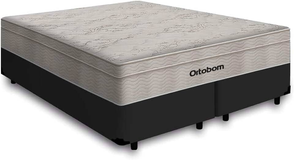 Cama Box Queen Preta + Colchão De Molas Ensacadas - Ortobom - AirTech SpringPocket 158x198x60cm