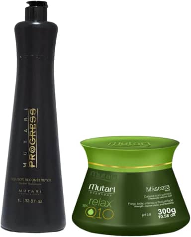 Escova Progressiva Sem Formol Mutari Progress + Máscara Q10 - Hidratação Profunda
