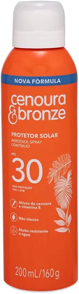 Protetor Solar Aerossol Spray FPS 30 Cenoura & Bronze 200ml