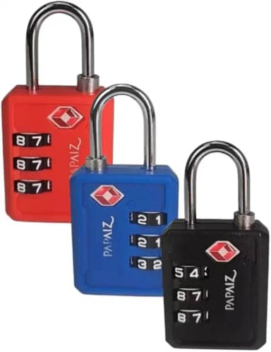 Kit 3 Cadeados TSA Segredo 30PL Preto, Azul, Vermelho