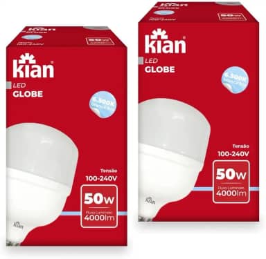 Kit 2 Lâmpadas LED 50W Branca Fria Alta Potência Base E-27 Bivolt - 2 Unidades