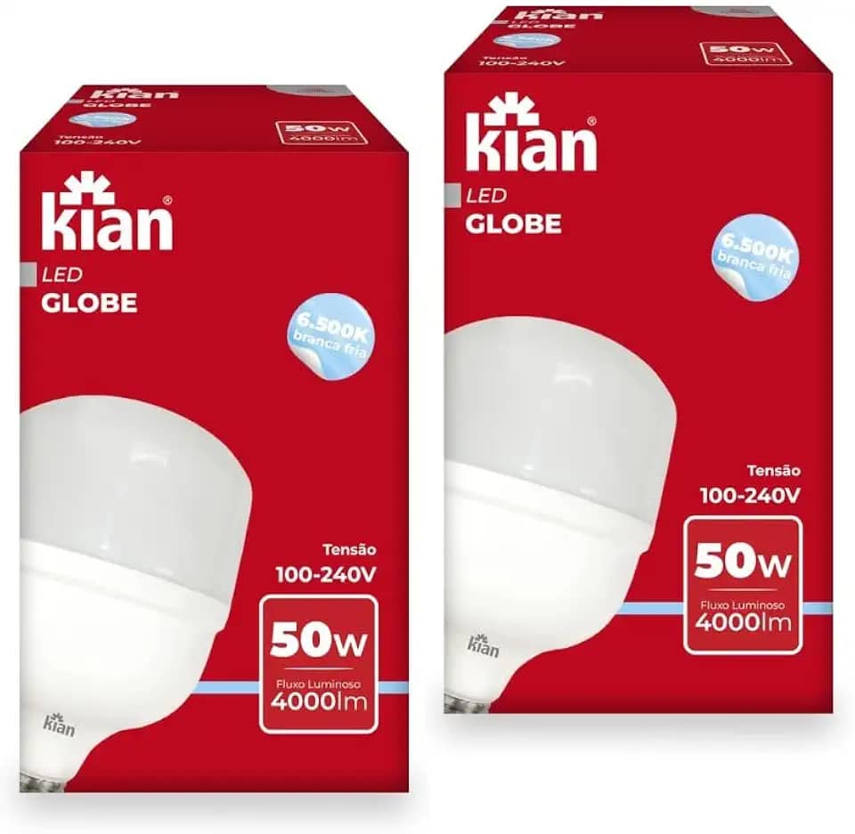 Kit 2 Lâmpadas LED 50W Branca Fria Alta Potência Base E-27 Bivolt - 2 Unidades