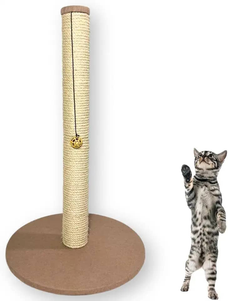 Arranhador para Gato Torre 86cm de Altura Base Grande com Carpete Brinquedo Interativo Sisal 8mm (Marrom)