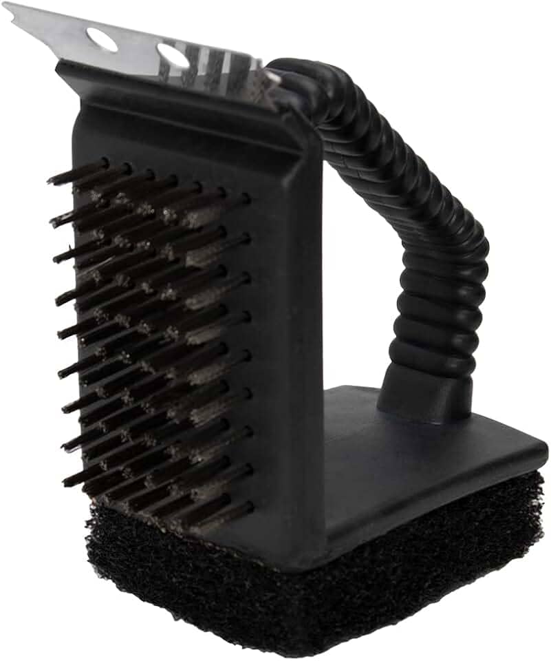Mimo Style Escova Para Limpar Grelha e Churrasqueira Com Espátula 3 em 1. Feita Em plástico e Suas Cerdas de Aço Inoxidável, Eficaz Na Remoção de Gordura e Sujeiras de Sua Churrasqueira