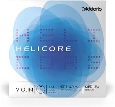 D'Addario Corda de violino Helicore tamanho 4/4 - Corda E de aço simples - H311 4/4M - Apenas corda E - Tensão média