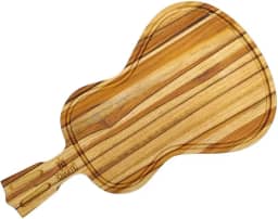 Tábua De Churrasco Formato De Violão Ou Viola Para Carne E Legumes De Madeira Cozinha Gourmet Corte Com Canaleta Para Gordura