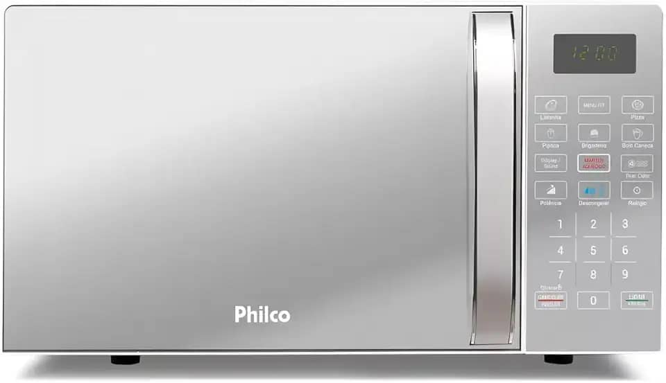 Micro-ondas Philco 20L, 1100W, Branco Espelhado 220V