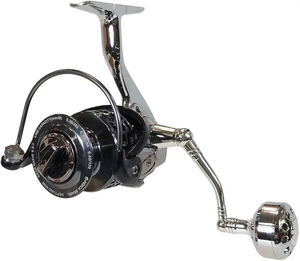 Pesca Brasil, Molinete Neptuno Collection 6000, 6 Rolamentos Para Todo Tipo De Pescaria Com Alto Impacto, Carretel Aliviado, Sofisticação E Leveza, Feito Em Aço E Alumínio