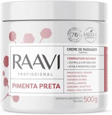 Raavi Creme De Massagem De Pimenta Preta Termoativo 500G
