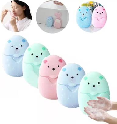 Case 50 Sabonete Papel Folha Descartável Mini Portátil Kit C/5 Peças Viagem Necessaire