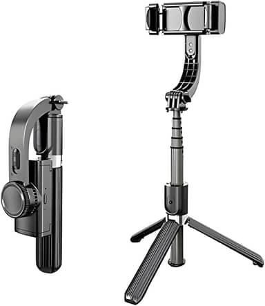 Estabilizador Gimbal Portátil de 3 Eixos para Celular com Tripé de Aderência e Bastão De Selfie 360º