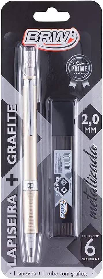 Lapiseira Metalizada Dourada + Grafite 2.0mm, BRW