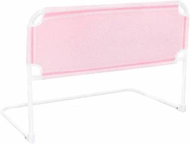 Grade de Proteção para Cama, Rosa, Aço Tubular com Tela Poliéster, 68x54x33 cm, Dobrável, Ajustável para Colchões 10-35 cm, para Crianças e Idosos