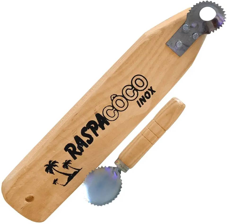 Ralador Raspa coco e mini ralador madeira INOX kit 2 peças