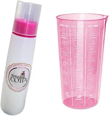 Kit Confeitaria Bisnaga de Umedecer Bolo + Copo Medidor Rosa - Injetemp