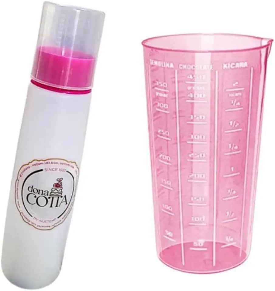 Kit Confeitaria Bisnaga de Umedecer Bolo + Copo Medidor Rosa - Injetemp