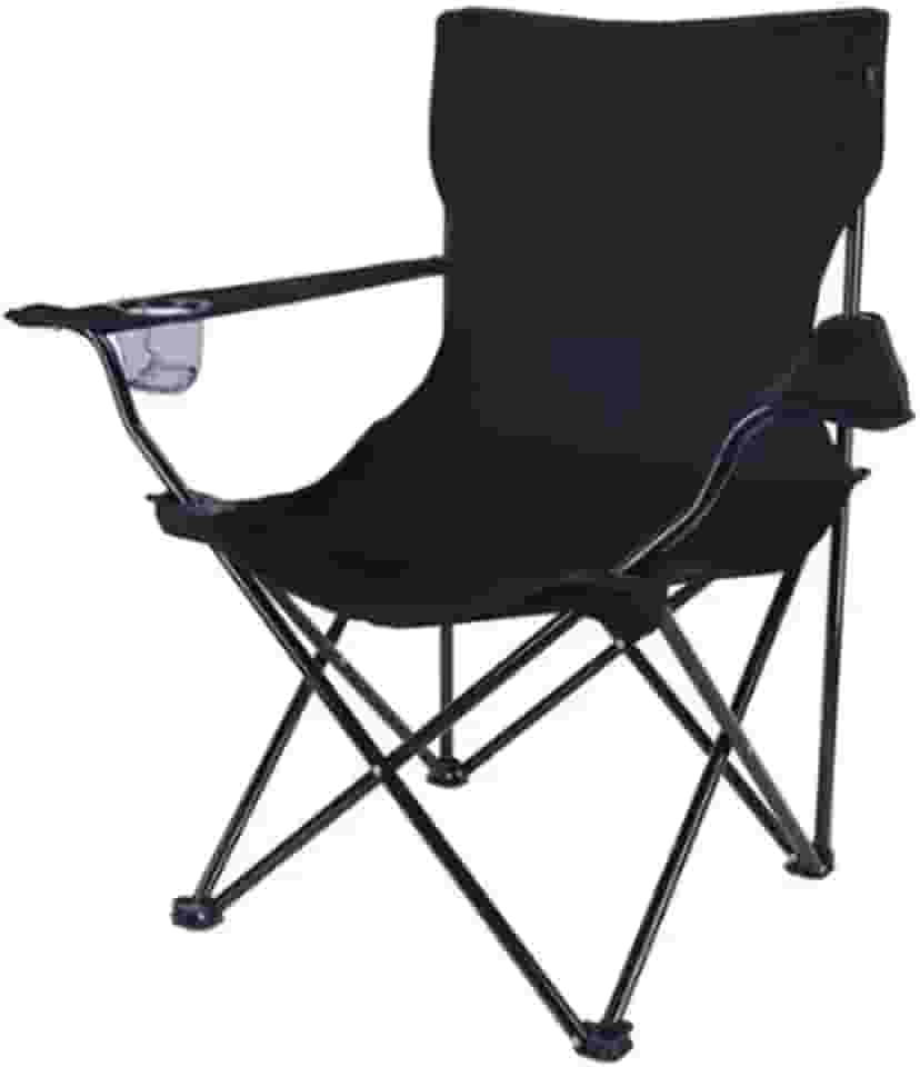Cadeira Dobrável para Acampamento, Pesca, Resistente, com Bolsa e Porta Copo Até 120kg (Preto)