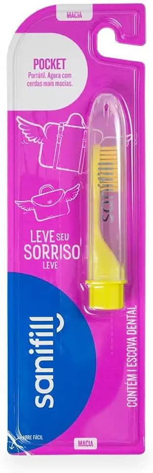 Escova de Dente Sanifill Pocket - Cerdas Macias – Cores sortidas, Sanifill