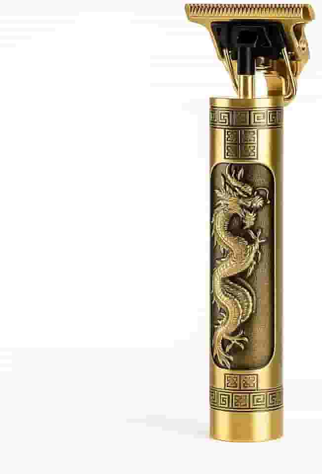 Máquina de Cortar Cabelo Profissional Sem Fio Recarregável USB, Design Dourado com Dragão, 4 Pentes, Corte Preciso e Ergonômico, Ideal para Uso Doméstico e Viagem – Potência, Estilo e Praticidade em Qualquer Lugar