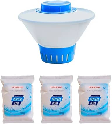 Clorador Com 3 pastilhas Margarida Flutuante Para Piscina Vinil e Intex| Suporte Para Pastilha De Cloro Com 3 Pastilhas Para Piscina | Bóia De Cloro Para Piscina