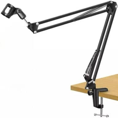 Suporte Pedestal Mesa Microfone Flexivel e Ajustável 360º Braço Articulável Ideal para Podcast Gravação Live Youtube Streamer Premium