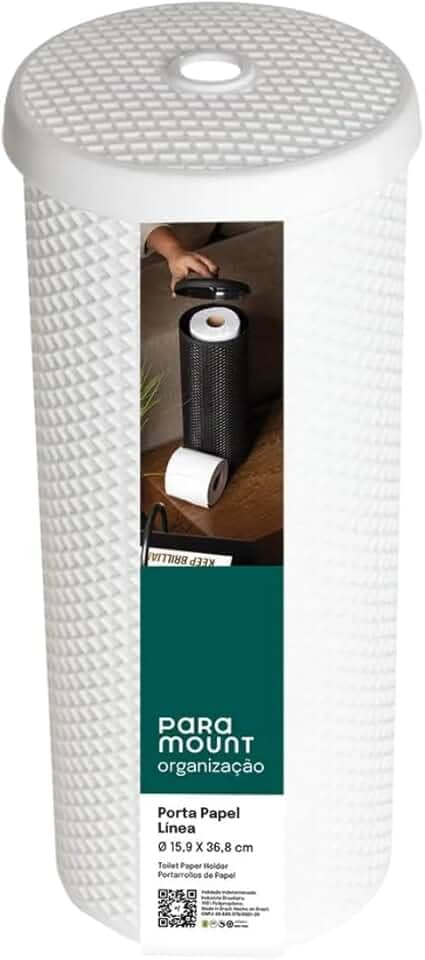 Porta Papel Higiênico de Chão Linea Organizador de Banheiro Suporte Para 3 Rolos Com Dispensador de Papel (Branco)