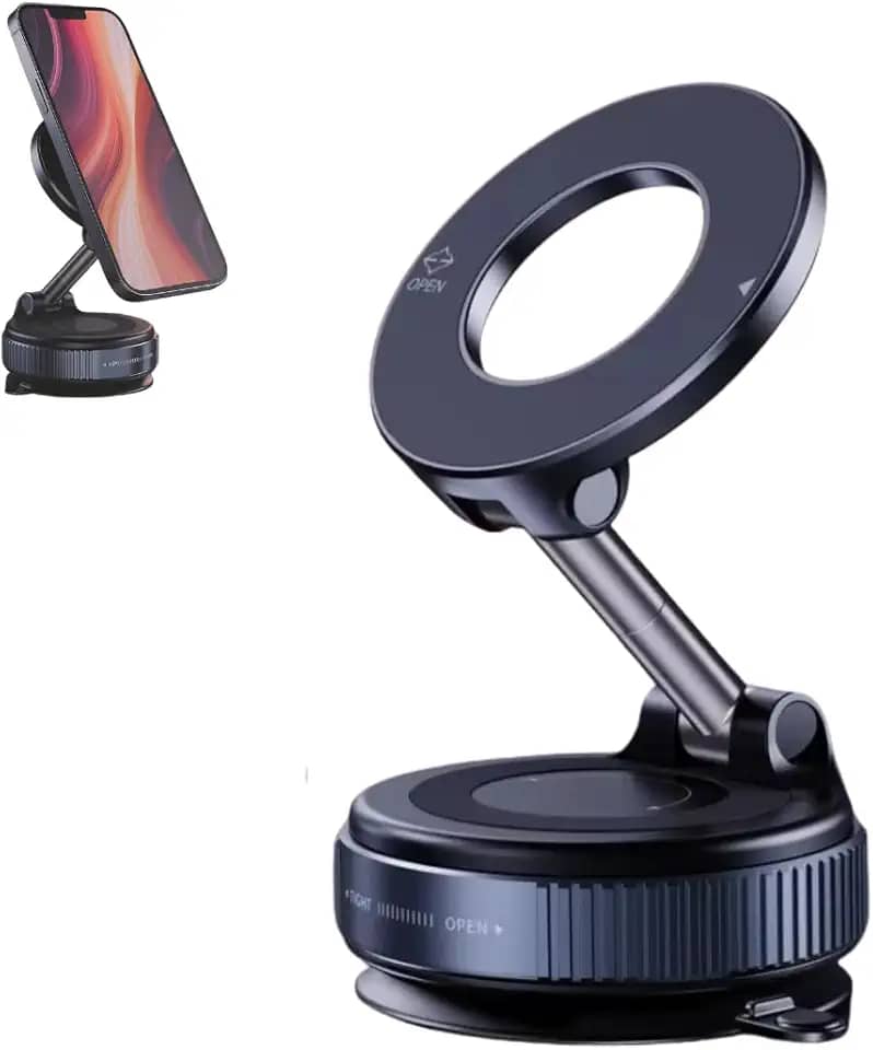 Suporte Magnético Celular 360º Forte Para Telefone Carro Design Dobrável Vácuo Ajustável Mesa Uso Universal Parede Portátil Espelho