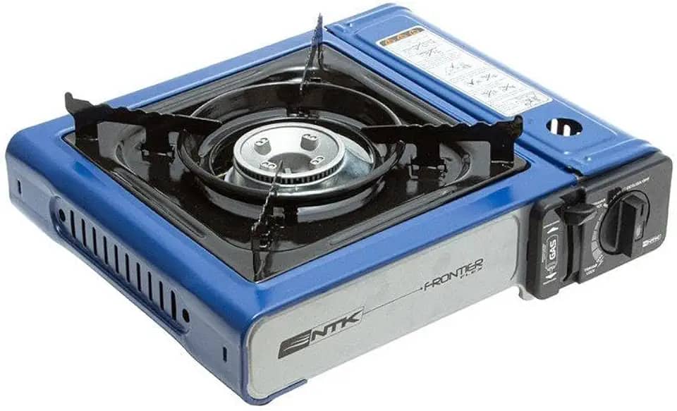 NTK, Fogareiro Frontier Em Aço Esmaltado Com Ignição Eletrônica Apoio De Panela, Chama Regulável, Dispensa Uso De Fósforos, Ideal Para Uso Diário, Camping, Trilha Ou Viagens, Prático E Econômico