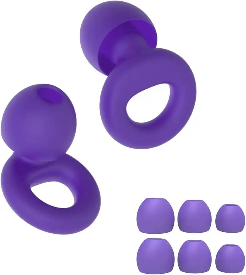 Tampão de Ouvido Macio Para Dormir e Autismo Protetor Auricular Abafador de Ruído - 4 Tamanhos Silicone Reutilizável Circular Premium (Roxo, Tamanho único)