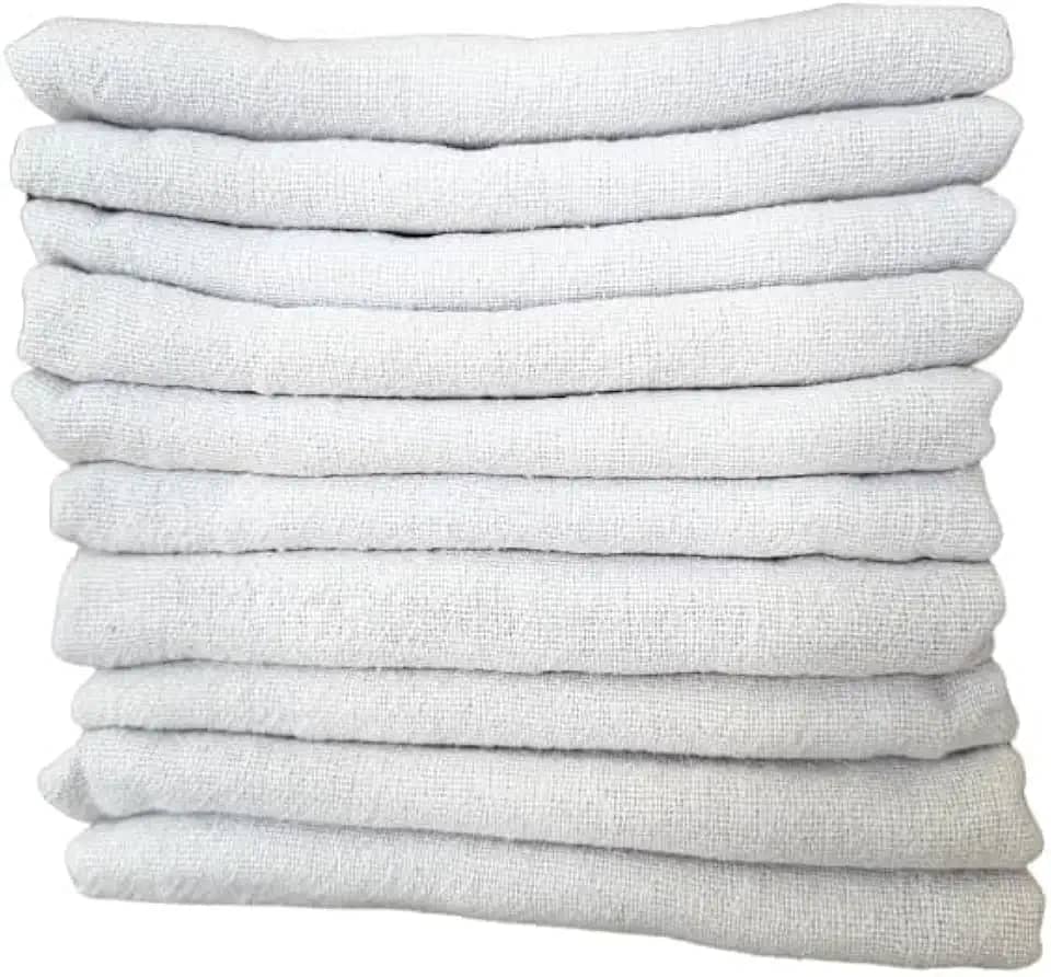 Kit 10 Panos de Chão Branco 40x65 cm – Limpeza Pesada, Saco Duplo, Algodão Grosso, Alta Absorção, Ideal para Pisos e Superfícies – Alta Durabilidade e Resistência