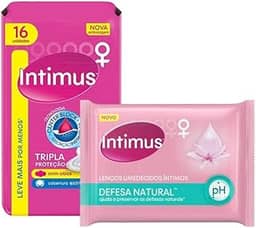 Kit Higiene Íntimo Absorvente com Abas + Lenços Umedecidos Íntimos.